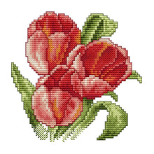 Load image into Gallery viewer, Joy Sunday Red Flower(17*17CM) 14CT stamped cross stitch
