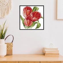 Load image into Gallery viewer, Joy Sunday Red Flower(17*17CM) 14CT stamped cross stitch
