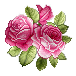 Joy Sunday Pink Flower(17*17CM) 14CT stamped cross stitch