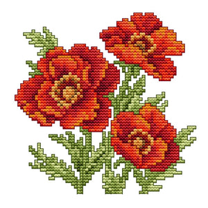Joy Sunday Red Flower(17*17CM) 14CT stamped cross stitch