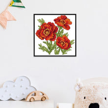 Load image into Gallery viewer, Joy Sunday Red Flower(17*17CM) 14CT stamped cross stitch

