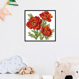 Joy Sunday Red Flower(17*17CM) 14CT stamped cross stitch