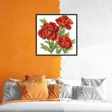 Load image into Gallery viewer, Joy Sunday Red Flower(17*17CM) 14CT stamped cross stitch
