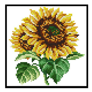 Flowers Sunflower(17*17CM) 14CT stamped cross stitch