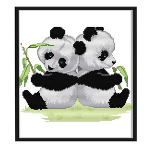 Joy Sunday Animals Twin Panda(30*27CM) 14CT stamped cross stitch