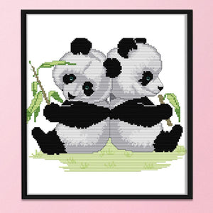 Joy Sunday Animals Twin Panda(30*27CM) 14CT stamped cross stitch