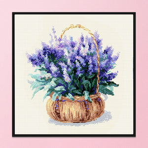 Flower  Lavender (37*37cm) 11CT stamped cross stitch