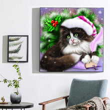 Load image into Gallery viewer, Christmas Cat3 30x30cm(Canvas) full round drill diamond painting
