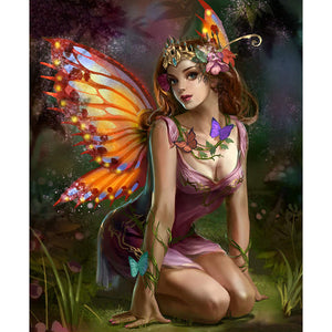 Butterfly Fairy Girl 30*40CM full round DRILL diamond painting