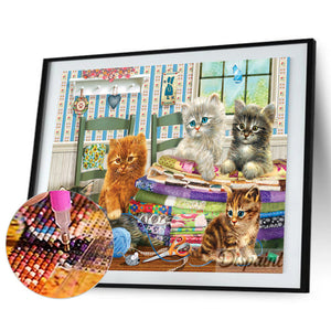 Table Cats 40*30CM full round DRILL diamond painting