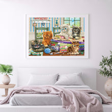 Load image into Gallery viewer, Table Cats 40*30CM full round DRILL diamond painting
