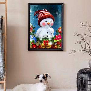 Red Cheeks Christmas Snowman 30*40CM full round DRILL diamond painting