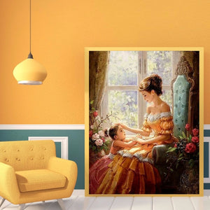 Mom And Girl 30*40cm(Canvas) Full Round Drill Diamond Painting