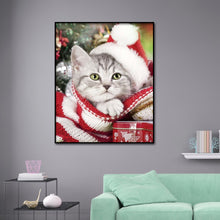 Load image into Gallery viewer, Christmas Cat 30*40cm(Canvas) Full Round Drill Diamond Painting
