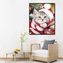 Load image into Gallery viewer, Christmas Cat 30*40cm(Canvas) Full Round Drill Diamond Painting
