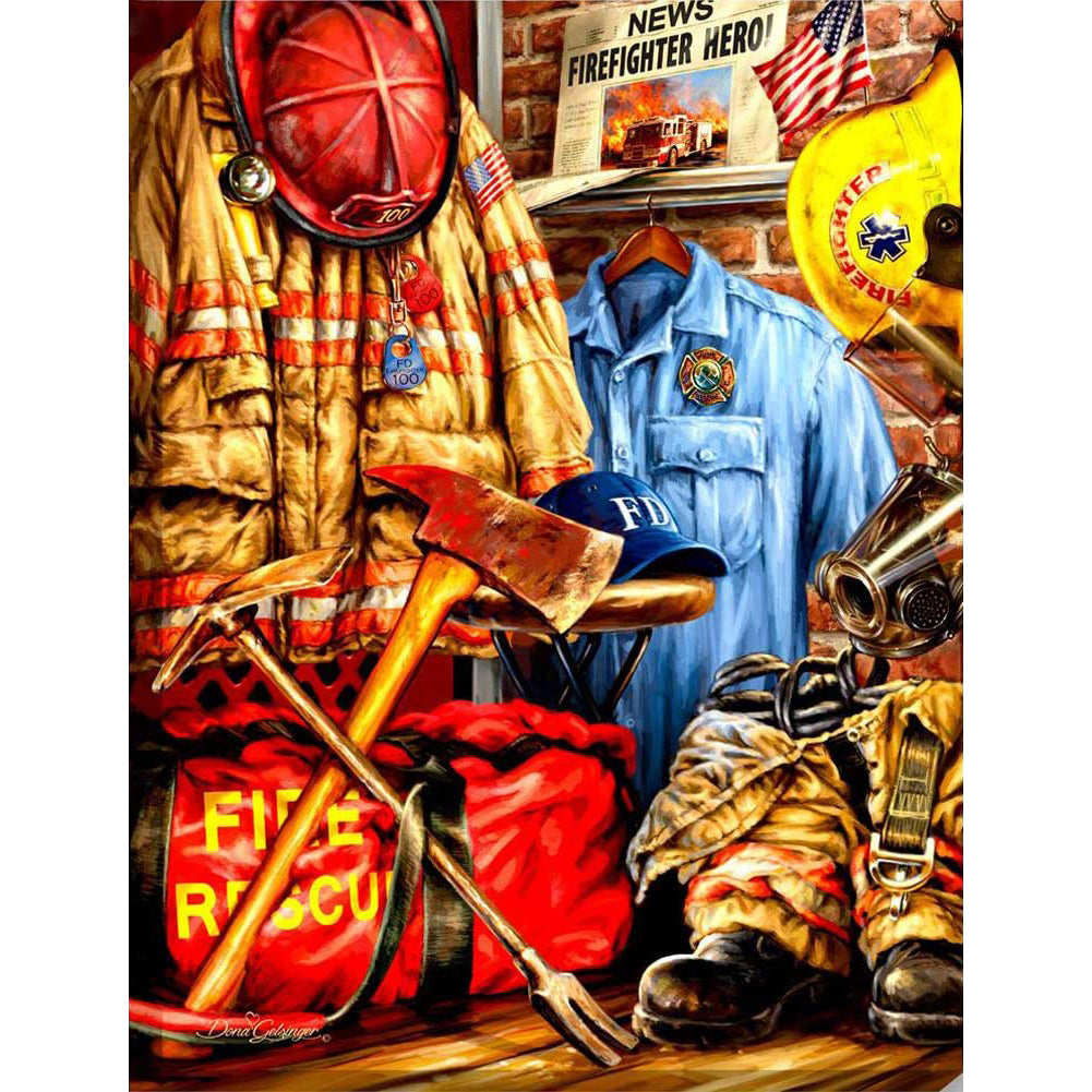 Fireman Uniform 30*40cm(Canvas) Full Round Drill Diamond Painting