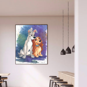 Two Dogs 30*40cm(Canvas) Full Round Drill Diamond Painting