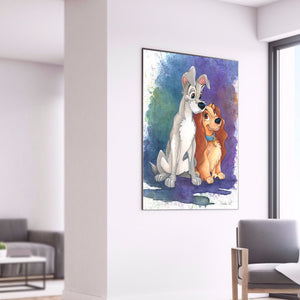 Two Dogs 30*40cm(Canvas) Full Round Drill Diamond Painting