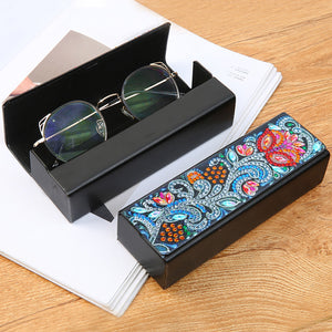 DIY Leather Diamond Painting Glasses Storage Case Mosaic Kit (Q32 Flower)
