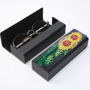 DIY Leather Diamond Painting Glasses Storage Case Mosaic Kit (Q35 Flower)