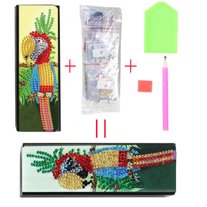 DIY Leather Diamond Painting Glasses Storage Case Mosaic Kit (Q38 Bird)