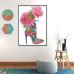 Blossom Shoes 30x40cm(canvas) partial special shaped drill diamond painting