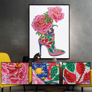Blossom Shoes 30x40cm(canvas) partial special shaped drill diamond painting