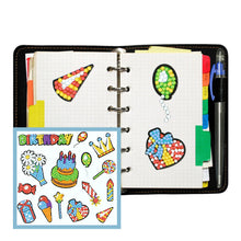 Load image into Gallery viewer, 14pcs Kids Toy Stickers DIY Round Drill Diamond Painting Birthday Cake Set
