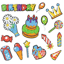 Load image into Gallery viewer, 14pcs Kids Toy Stickers DIY Round Drill Diamond Painting Birthday Cake Set
