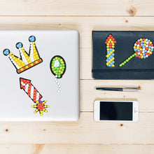 Load image into Gallery viewer, 14pcs Kids Toy Stickers DIY Round Drill Diamond Painting Birthday Cake Set
