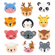 Load image into Gallery viewer, 12pcs Cartoon Stickers Animal Pattern 5D DIY Round Drill Sticker for Kids Adults
