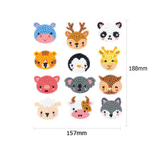 Load image into Gallery viewer, 12pcs Cartoon Stickers Animal Pattern 5D DIY Round Drill Sticker for Kids Adults
