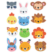 Load image into Gallery viewer, 12pcs Cartoon Stickers Animal Pattern 5D DIY Round Drill Sticker for Kids Adults
