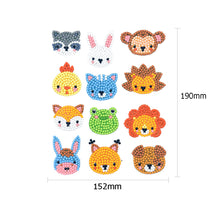 Load image into Gallery viewer, 12pcs Cartoon Stickers Animal Pattern 5D DIY Round Drill Sticker for Kids Adults
