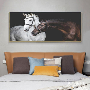 Two Horses 100x50cm(canvas) full round drill diamond painting