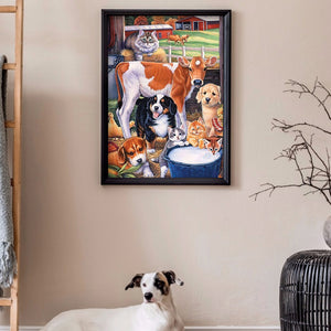 Barn Cow Dog Cat 30x40cm(canvas) full round drill diamond painting