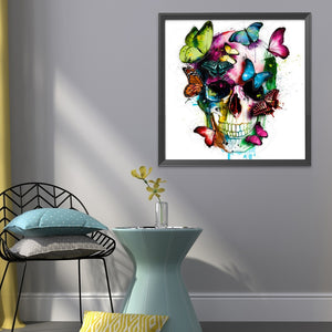 Butterfly Skull 40*40cm 11CT Stamped Cross Stitch