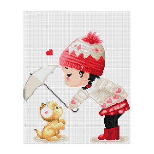 Girl  Flower (38*37cm) 11CT stamped cross stitch