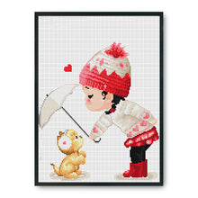 Load image into Gallery viewer, Girl  Flower (38*37cm) 11CT stamped cross stitch
