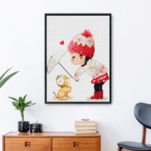 Load image into Gallery viewer, Girl  Flower (38*37cm) 11CT stamped cross stitch
