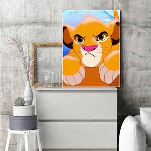 Cartoon Lion 30x 40cm  (Canvas) Full Round Drill Diamond Painting