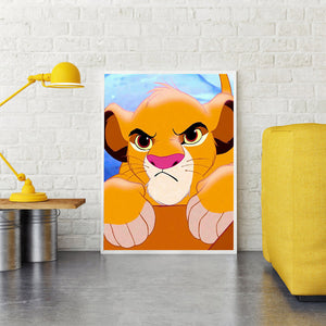 Cartoon Lion 30x 40cm  (Canvas) Full Round Drill Diamond Painting