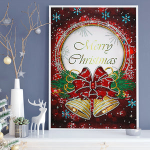Merry Christmas Card 30*40cm(canvas) partial special shaped drill diamond painting