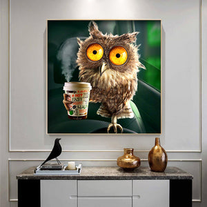 Funny Owl 30*30cm(canvas) full round drill diamond painting