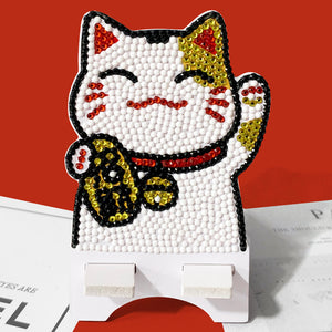 DIY Mobile Phone Holder Rhinestone Resin Bracket Desktop Decor (Lucky Cat)