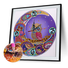 Load image into Gallery viewer, DIY Rhinestone Clock Part Special Shaped Diamond Painting Kit (Owl DZ564)

