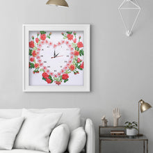 Load image into Gallery viewer, DIY Rhinestone Clock Part Special Shaped Diamond Painting Kit (Rose DZ565)
