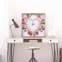 Load image into Gallery viewer, DIY Rhinestone Clock Part Special Shaped Diamond Painting Kit (Rose DZ565)
