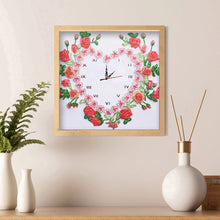 Load image into Gallery viewer, DIY Rhinestone Clock Part Special Shaped Diamond Painting Kit (Rose DZ565)
