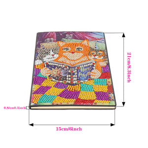 A5 5D Notebook DIY Part Special Shape Rhinestone Diary Book (Kitten WXB048)